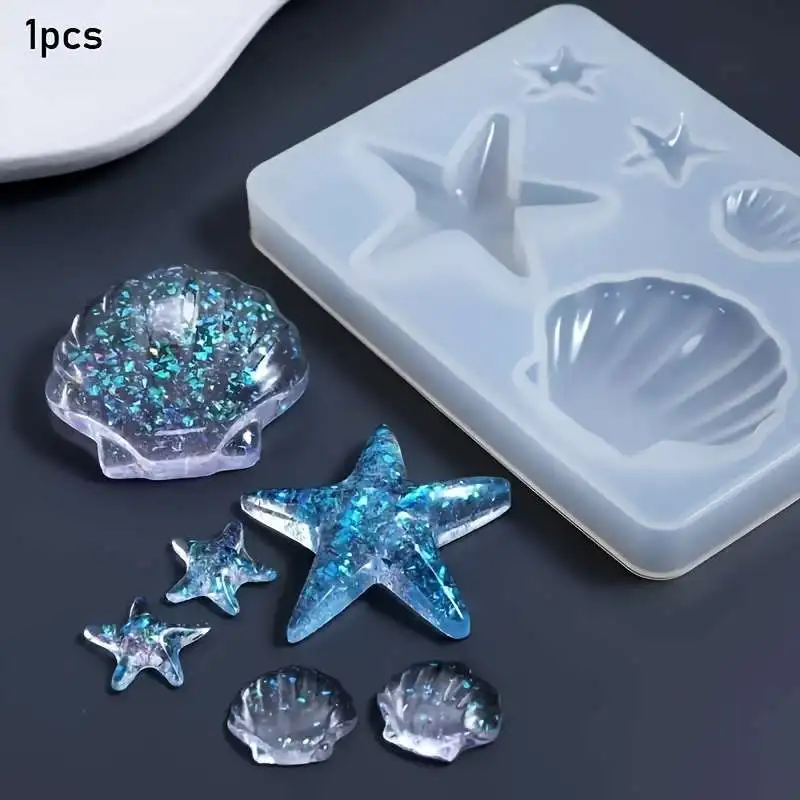 DIY Ocean Theme Crystal Epoxy Resin Shell Jewelry Pendant Silicone Mold Jewelry Pendant Making Mold UV Resin Mold view 5