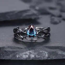 Luxury Gun Black Cubic Zircon Ring Creative Vine Ring Classic Wedding New Dazzling Ladies Accessories Jewelry