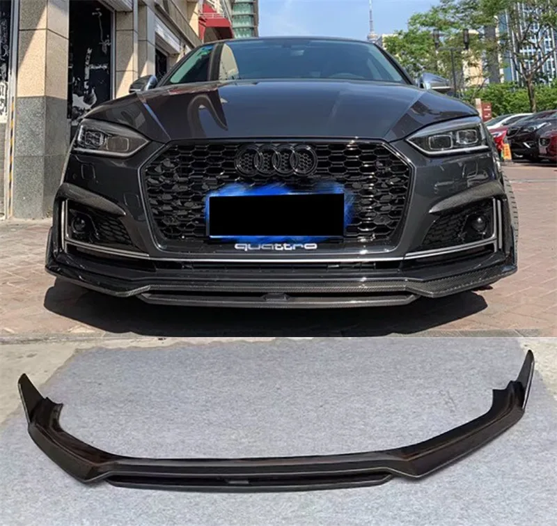 

For Audi A5/S5 2017 2018 2019 2020 ReaI Carbon Fiber Front Bumper Lip Spoiler Kit