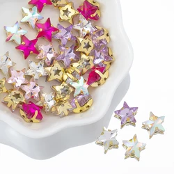 20pcs Star Sew-on Beads Golden Metal Bottom imitazione Crystal Rhinestone Cameo Beads per cucito gioielli che fanno risultati fai da te