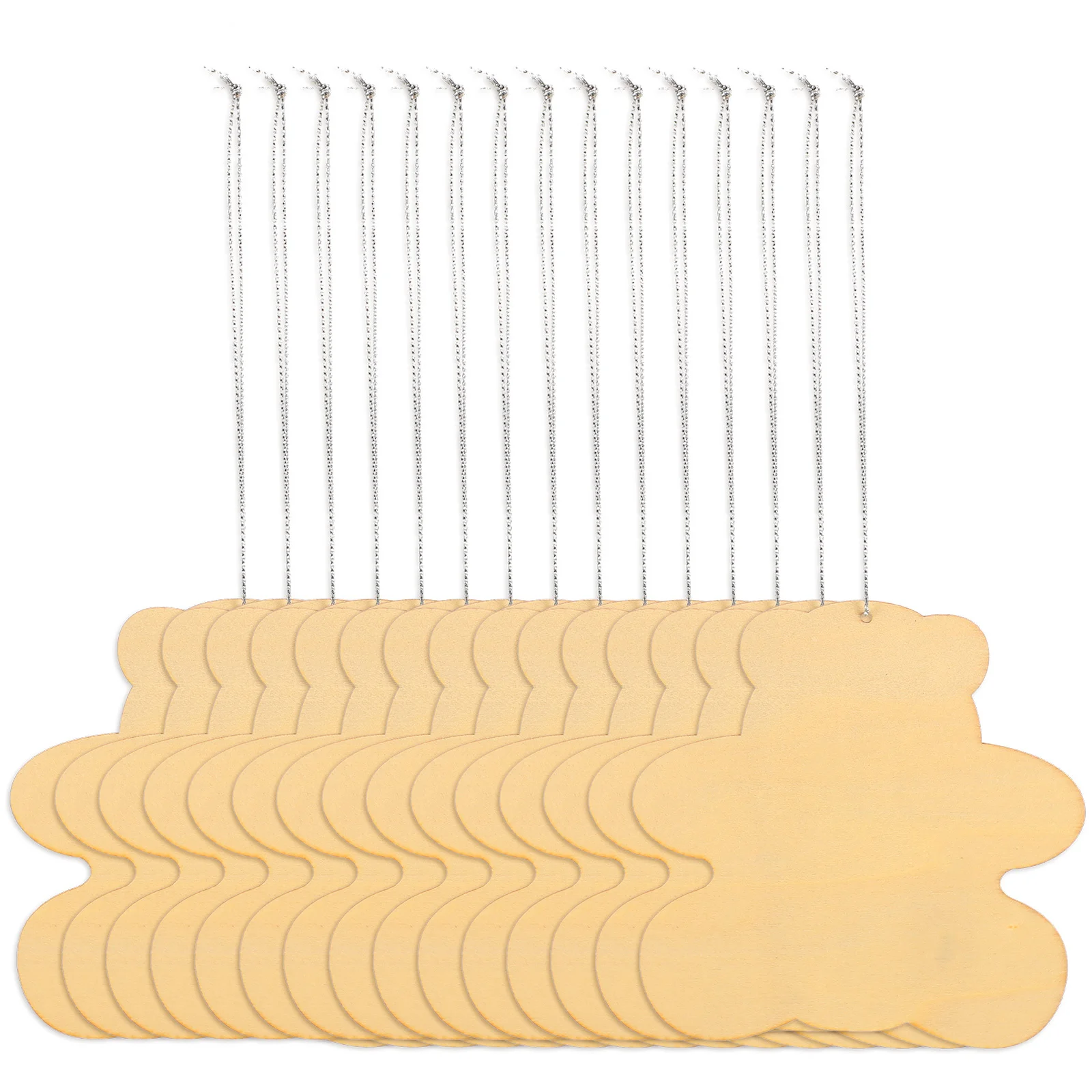 

50Pcs Wooden Graffiti Bear Shaped DIY Chips Hand-Painted Slices for Students Decorative DIY Crafts Art Projects