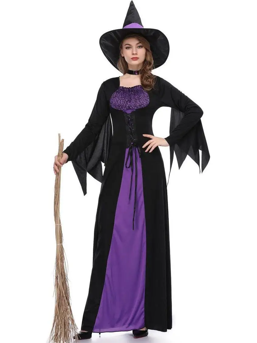 SXXL loween الساحرة الدكتور الأرجواني الأداء orm الدكتور المرأة زي المرحلة ارتداء التقليدية الصينية العرقية Faion