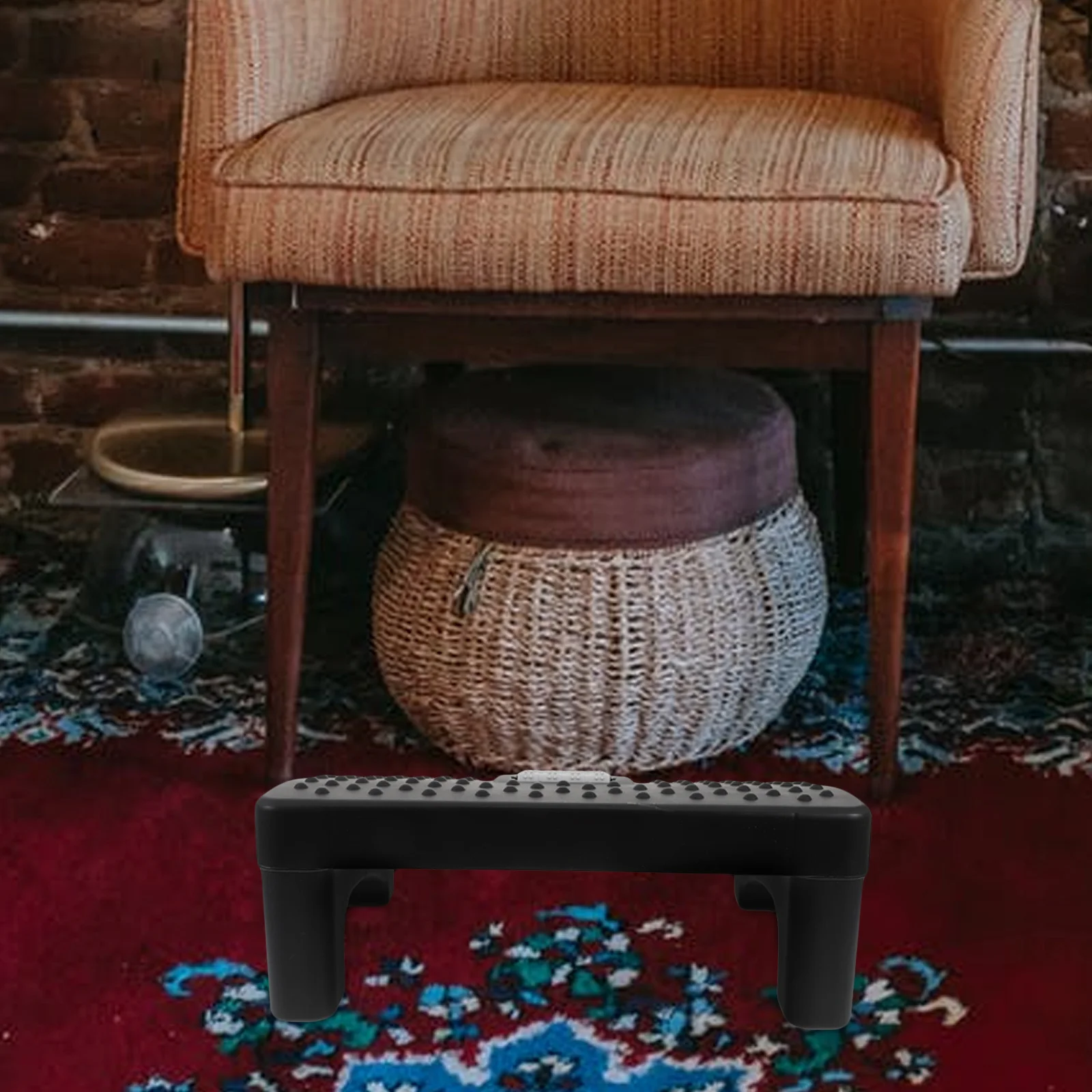 

PP Foot Stool Portable Anti Skid Design for Home Office Use Comfortable Massage Roller Long Lasting Children's Pedal