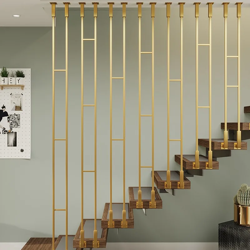 Wrought iron staircase handrail side-mounted railing indoor family villa light luxury duplex self-installed guardrail creative