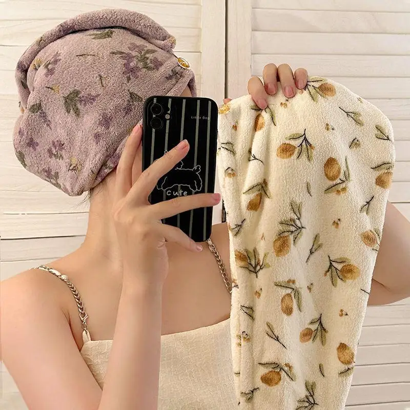 Quickly Dry Hair Hat Super Absorbent Soft Bathroom Women Head Towels Girls Cute Hair Towel Hair Dry Wrap Bonnets