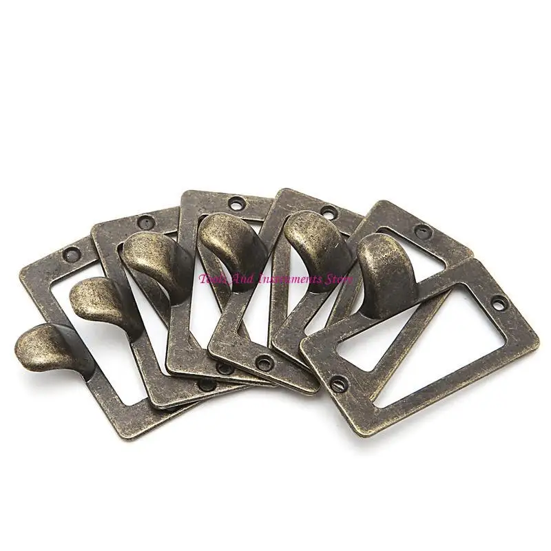 6x Handle File scheda Etichetta Cabinet Etichetta Antique Cassetto Brass Pull Frame C7AC