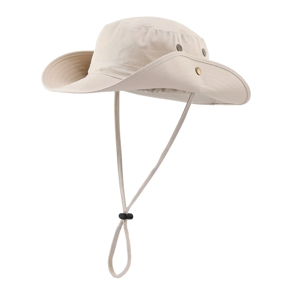 Connectyle-sombrero de ala ancha para hombre y mujer, gorro de Safari de algodón, ajustable, transpirable, con correa, protección UV, para exteriores