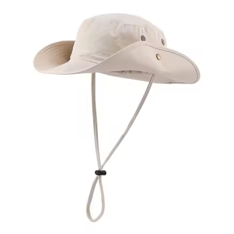 Connectyle Men's Women Boonie Sun Hat Wide Brim Adjustable Breathable Cotton Safari Hat with Strap UV Protection Outdoor Caps