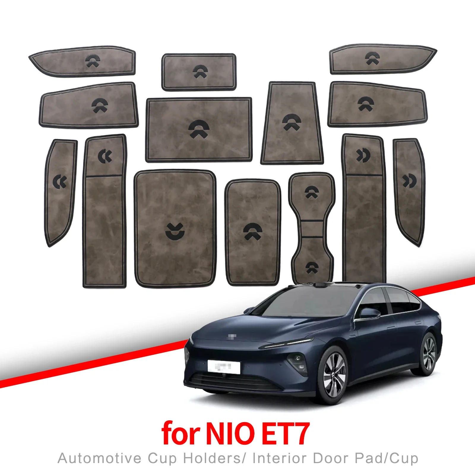 Leather Gate Slot Mat for NIO ET7 2022 + Cortex Door Groove Pad Interior Accessories Cup Holder Water Coaster Protection