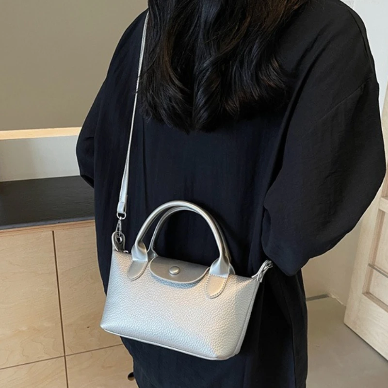 Sac à boulettes de grain Litchi 2025 – Sac à bandoulière/épaule avec coutures contrastées, petit fourre-tout rétro et polyvalent pour femmes