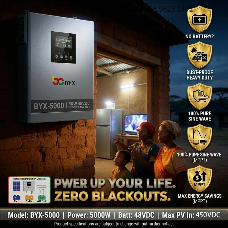 3KW-14KW Single Phase Compact Hybrid Solar Inverter CE Certified Wall Mounted Smart Home Solar Energy Conversion Device