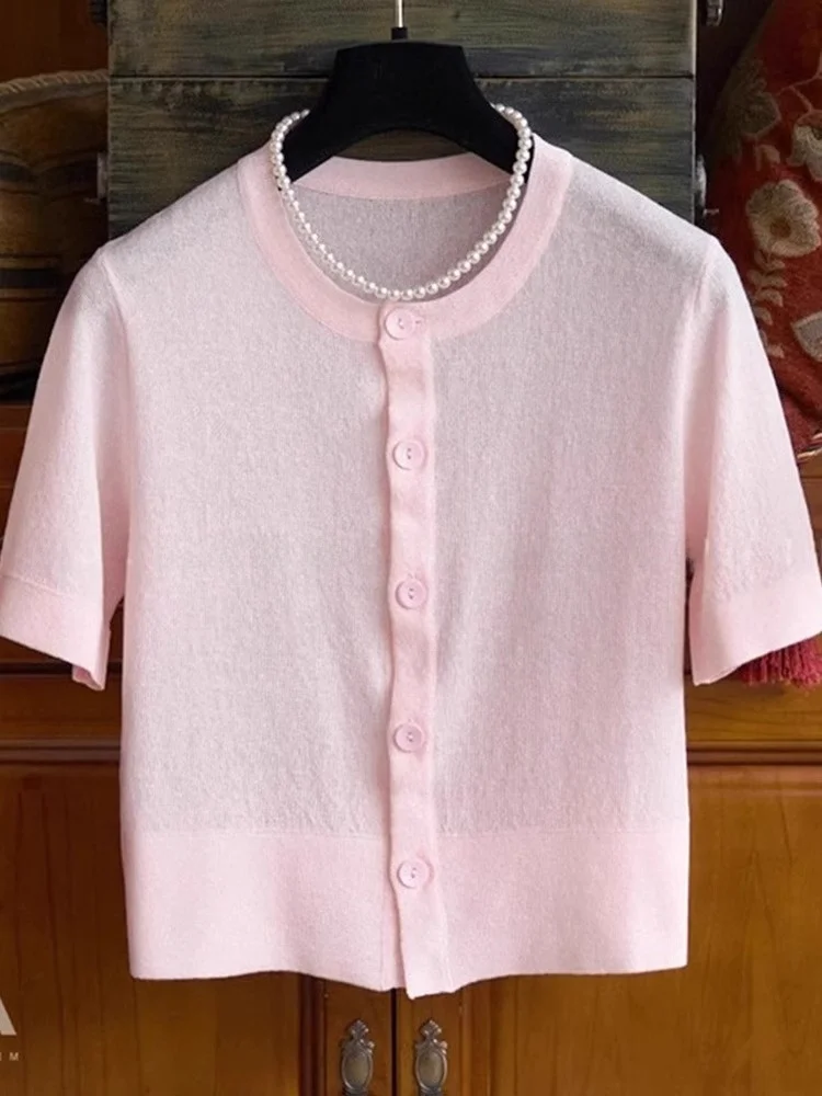 سترة مريحة ومتعددة الاستخدامات من الحرير الجليدي محبوكة مفتوحة كاجوال فضفاضة وخفيفة الوزن للعمر-Defng Top Ele Slimming irt