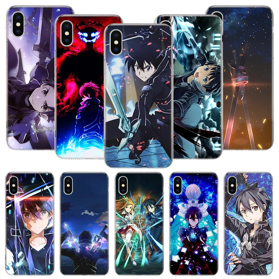 Sword Art Online Kirito Asuna Phone Case For iPhone 16 15 Plus 11 14 Pro Max 13 12 Mini XS X 7 8 + SE Pattern Customized Couqe C