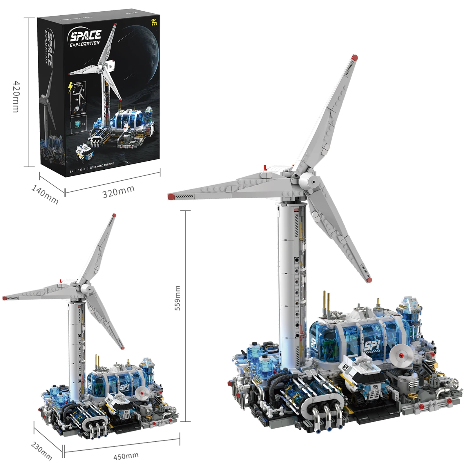 

WTGS 2291 шт. Строительные блоки ветряной турбины Серия исследования космоса со светодиодной подсветкой и двигателем L