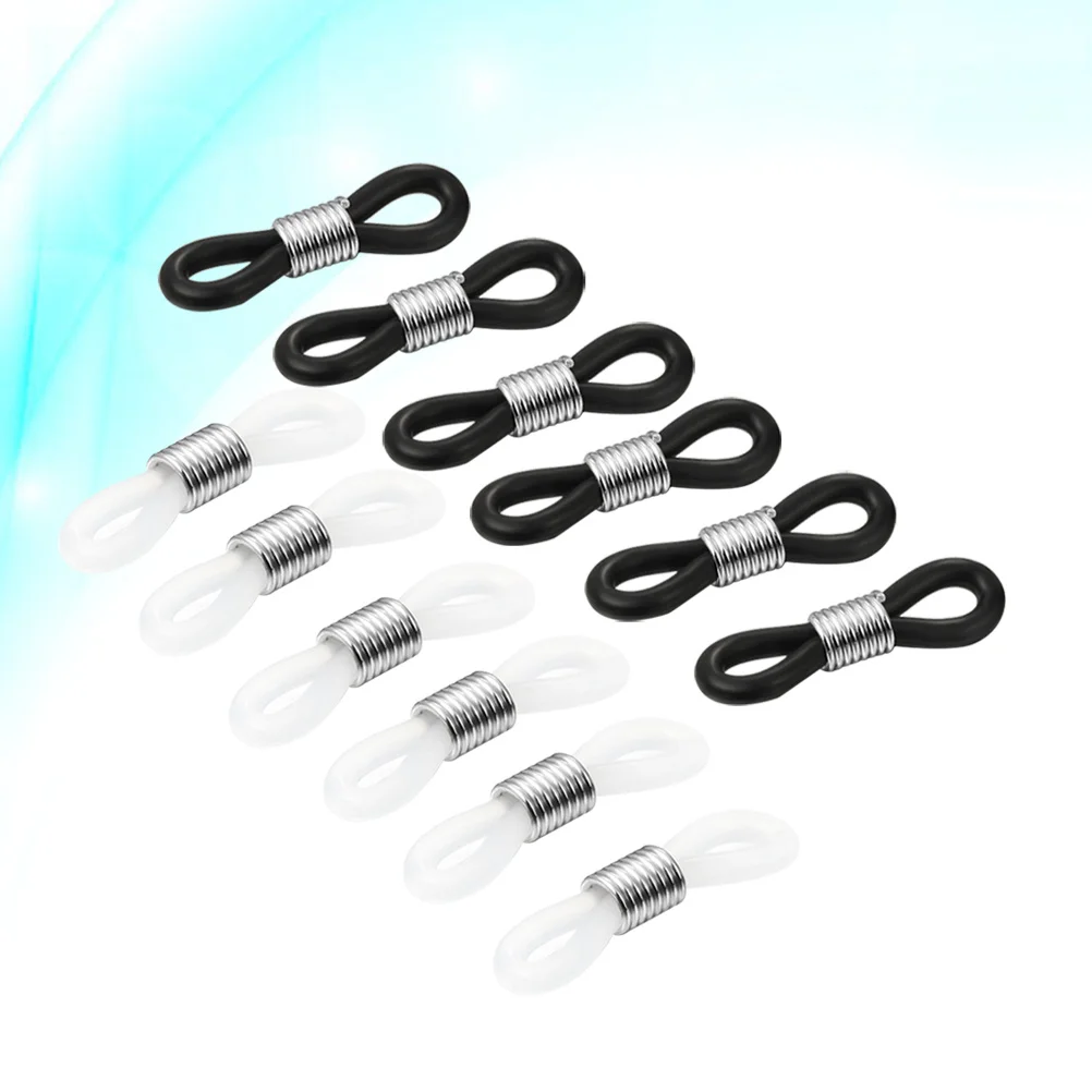 12pcs Glasses Chain Rubber Ring Non DIY Connector Strap Eyelets Rope Accessories(6 White,6 Black) Eyeglasses Chain