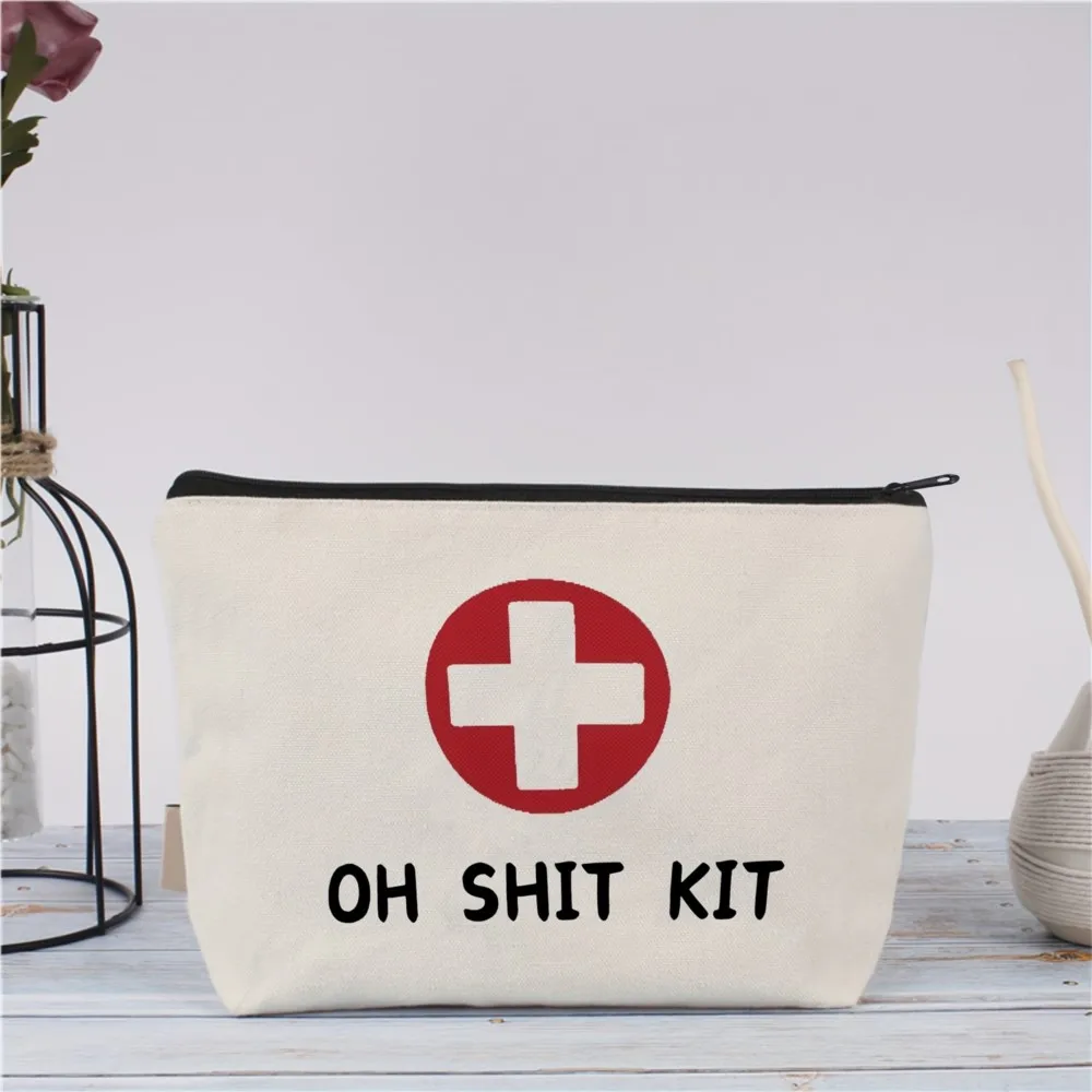 3/5/10/20/30Pcs First Aid Pattern Print Makeup Bag with Zipper Closure, Portable Durable  Makeup Pouch for Women, Perfect Gift