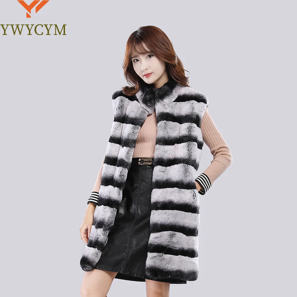 

Fashion Real Fur Coat With Hood Vest Long Winter Vest Large Fur Hood Rex Rabbit Chinchilla Fur Hooded Vest Women Real Fur Vest