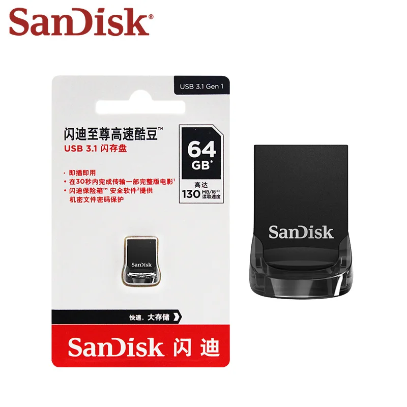 Imagem -04 - Sandisk Cz430 Usb3.2 Flash Drive 16gb 32gb 64gb Mini Pen Drive Leia Velocidade de até 130 mb s Usb Stick para Laptop pc 20 Peças Lote