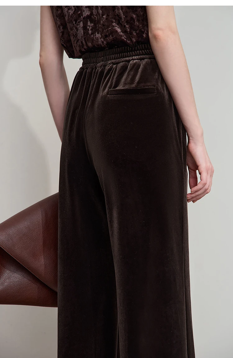 AMII Women's Pants Wide-leg Solid Knitted Pants Casual Woman Trousers 2025 Autumn New Retro Versatile Ladies Clothing 12523110