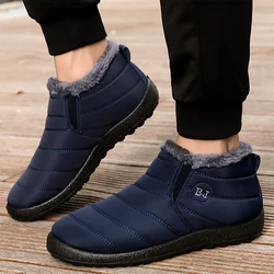 Bota de pele impermeável masculina, sapato de neve casual para casais, inverno, 2022