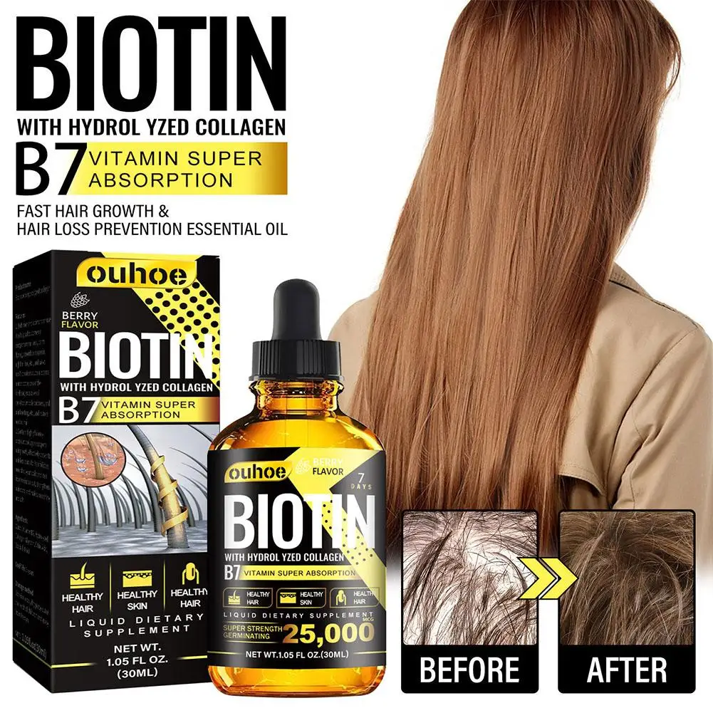 Biotin Oil Fast Hair Regrowth Serum Collagen B7 Vitamin Oil Trengthen Hair Root Anti Hair Weak Treatment For Women Men Hair Loss