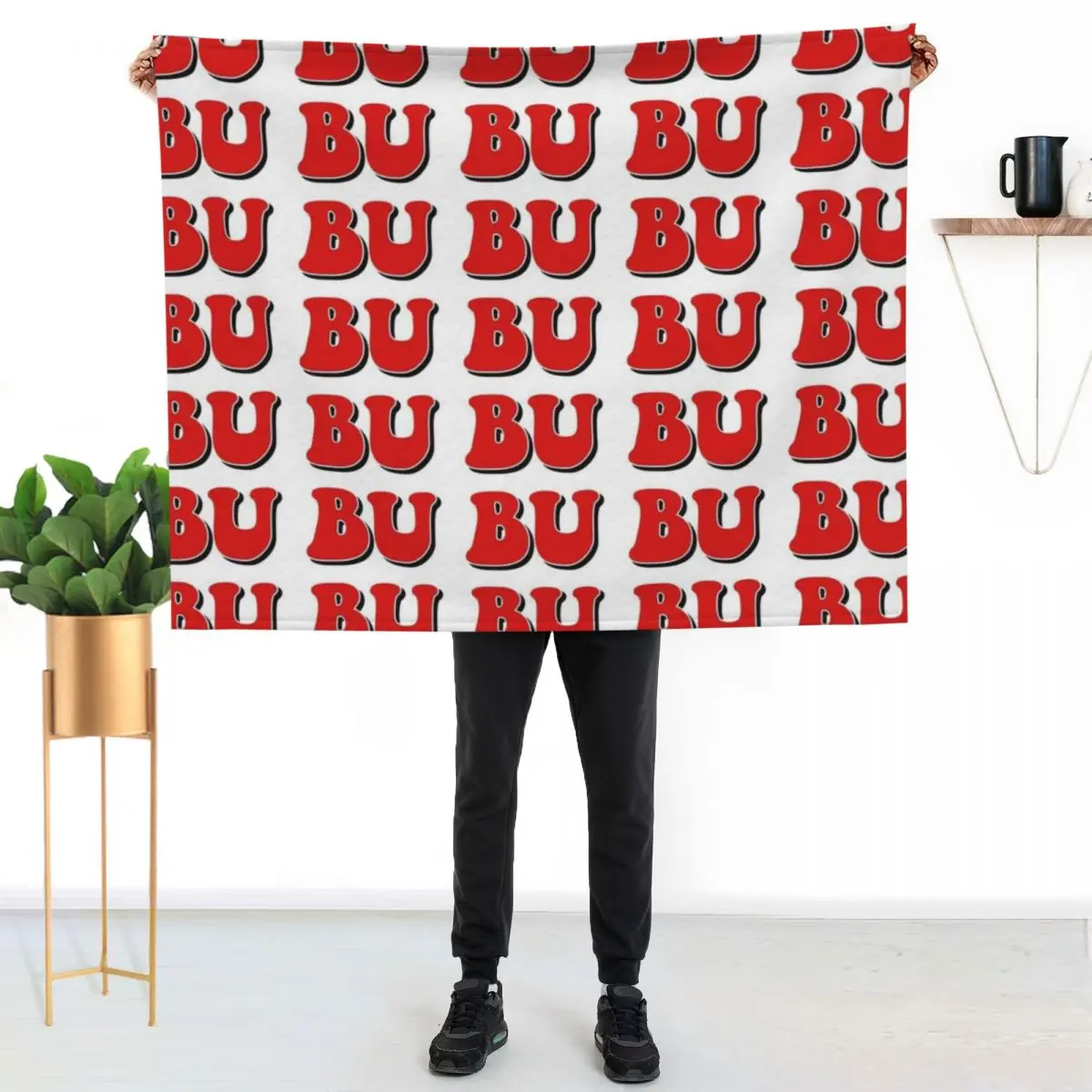 BU Boston University Throw Blanket warm winter Plaid on the sofa Shaggy Custom Sofa Luxury Throw Blankets