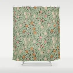 William Morris Vintage Fruit Sage Green Shower Curtain Home Bath Decor Frabic Waterproof Polyester Bathroom Curtains with Hooks