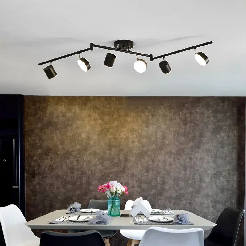 3 Color Dimming Ceiling Tracking Light Black Golden Rotatable 30W Chandelier Dining Room Restaurant Cloth Shop Spot Light