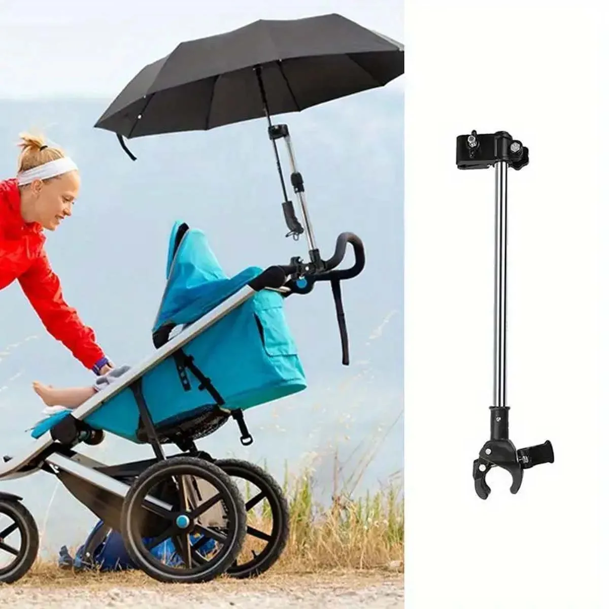 1pc Universal Umbrella Holder for Wheelchairs, Walkers, Bikes, and Strollers Adjustable Umbrella Mount Holder for Mobility D