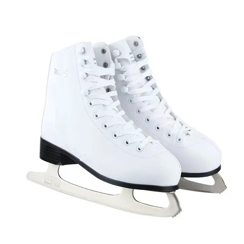 Patines de figura de hielo de cuero genuino, cómodos con cuchilla, zapatos cálidos gruesos de PVC para niños, impermeables seguros, principiantes