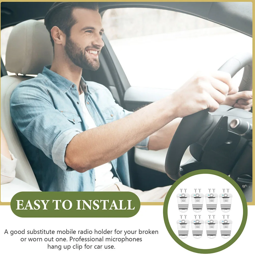 

8pcs Microphone Hook Car Holder Clips Hanger Stainless Steel Speaker Mic Hooks Compatible Vehicles Secure Hold Radios