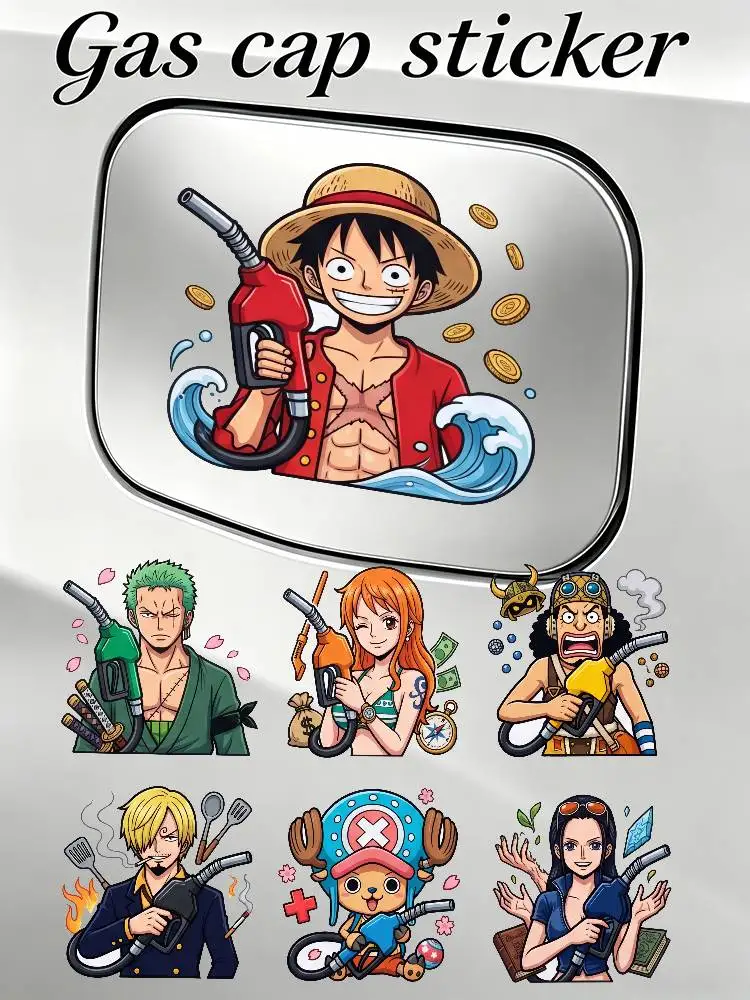 

ONE PIECE LUFFY ZORO Cute & Funny Car Gas Cap Sticker Waterproof Fuel Tank Decor Decal