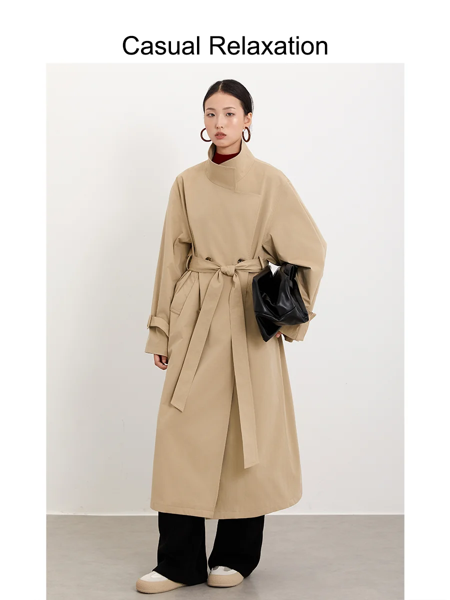 

Повседневное женское пальто 2025: Новинка, весна-осень, свободный прямой крой, повседневное, стильное, из полиэфирного волокна