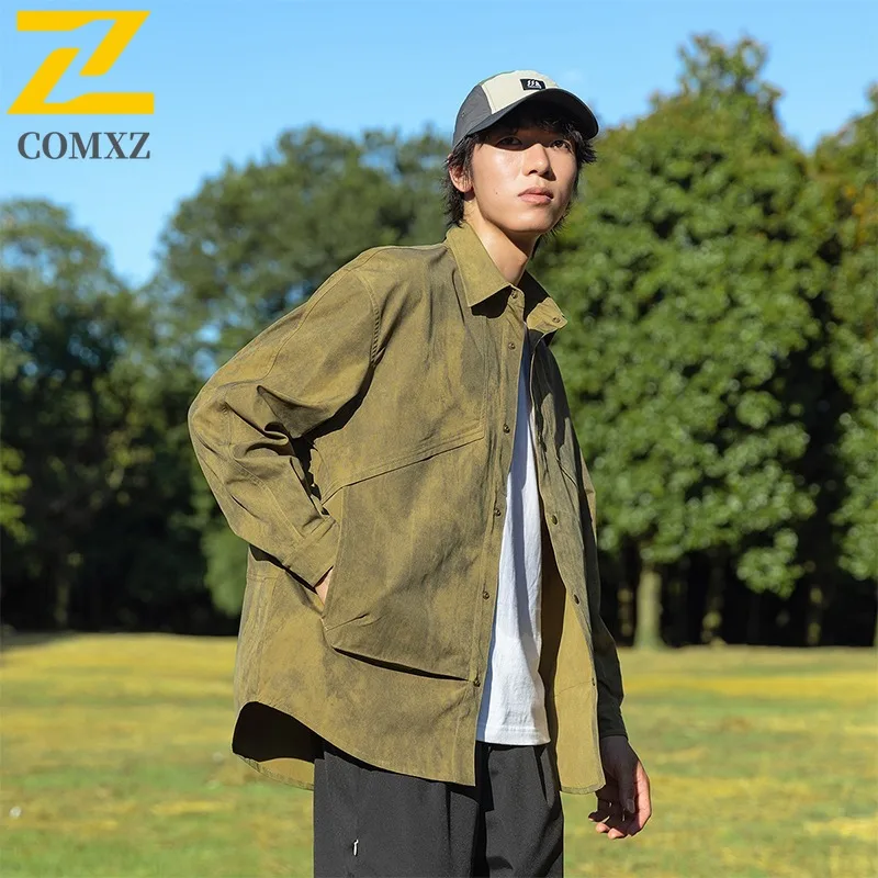 

COMXZ 2025 Autumn New Jacket Men Tie Dye Warp Shirt Collar American Coat Couple Hong Kong Style Casual Fashion Lapel Workwear