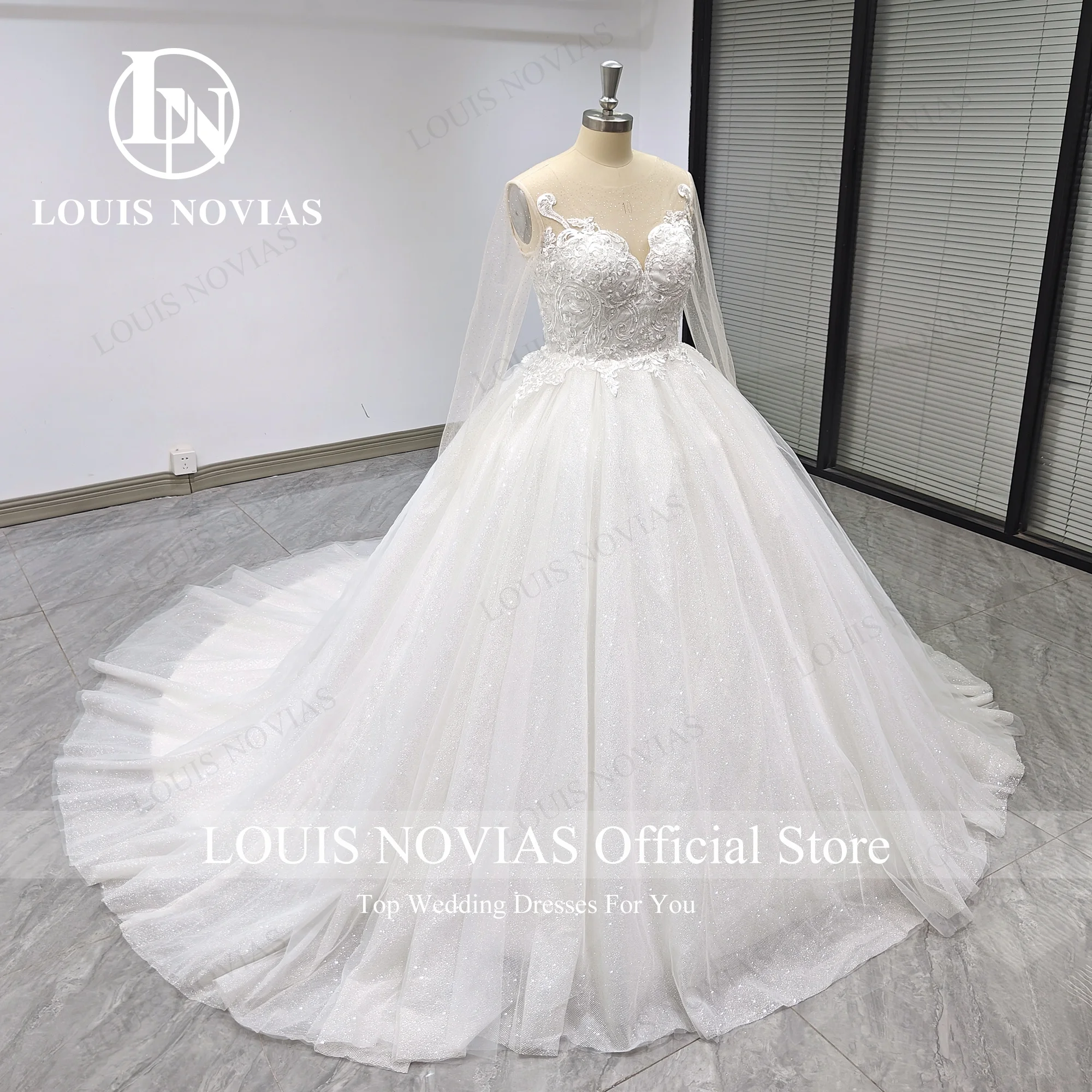 LOUIS NOVIAS Ball Gown Wedding Dress Sexy Bride Luxury Sweetheart Embroidery Beading  Long Sleeve Wedding Gown Vestidos De Novia