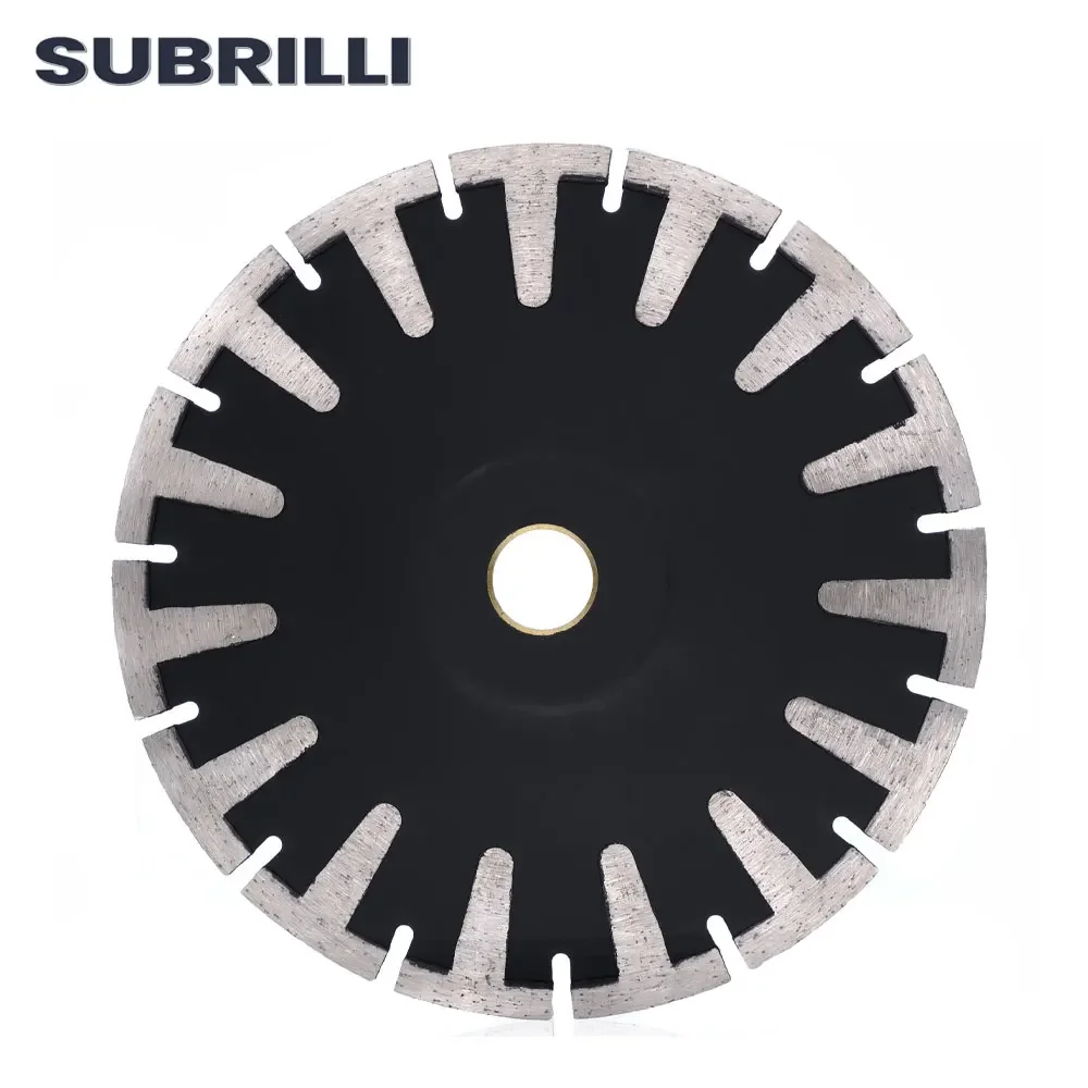 SUBRILLI 1Pc 7 "180mm Diamante Controur Lama Turbo Rim Curva Disco da taglio T-Dente segmentato Lame diamantate per Lavello in granito Foro