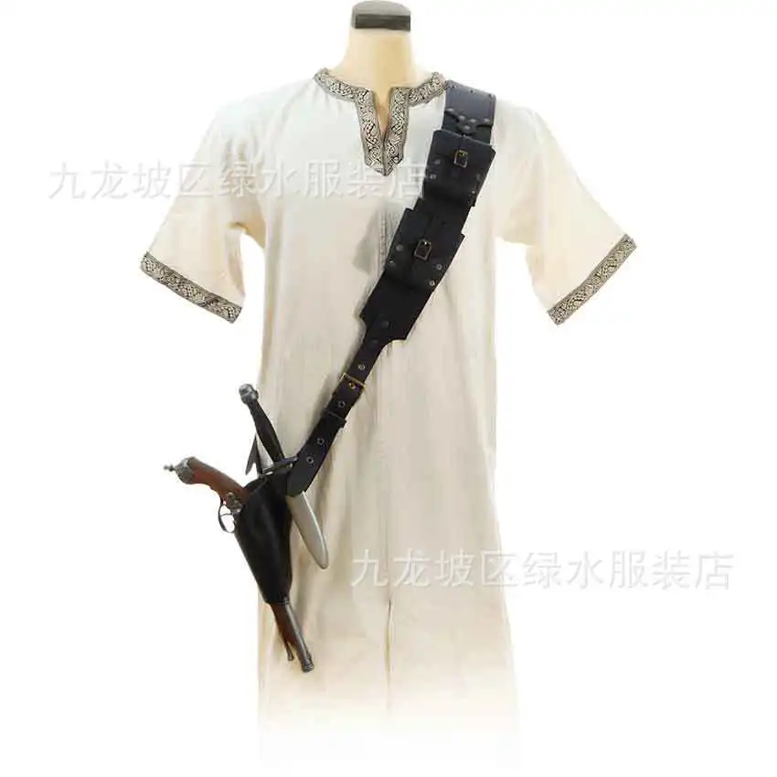 New Men's Medieval Hand Knit Vintage Sword Set Outdoor Fencing Holster Sling Bag