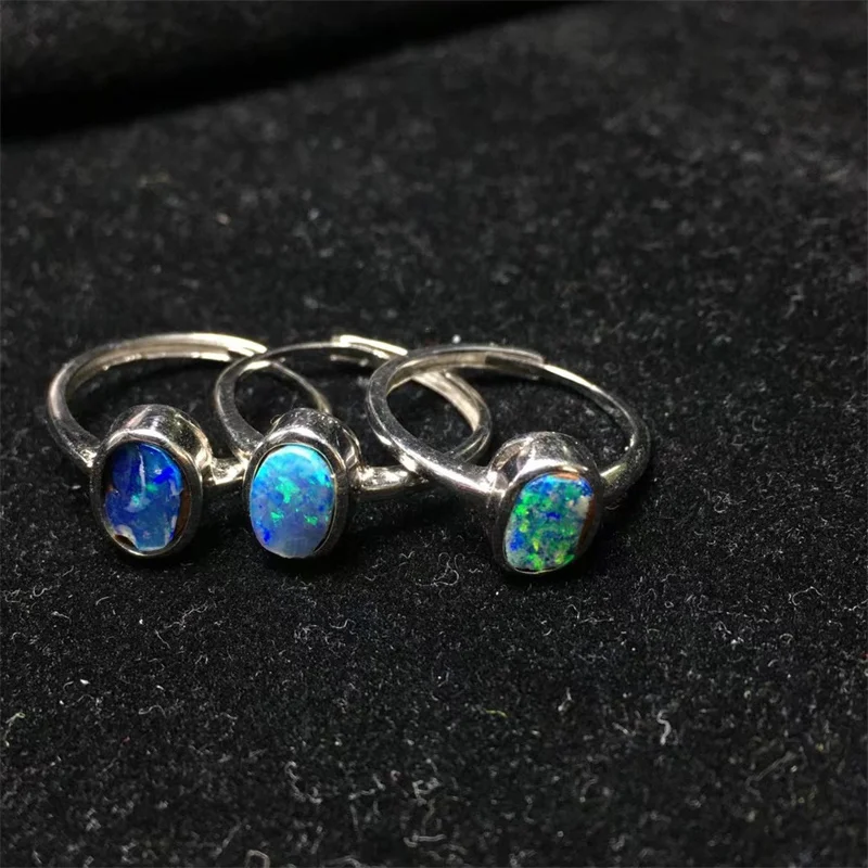 S925 Natural Opal Rings Crystal Healing Stone Fashion Gemstone Jewelry For Women Birthday Christmas Present Gift 1pcs