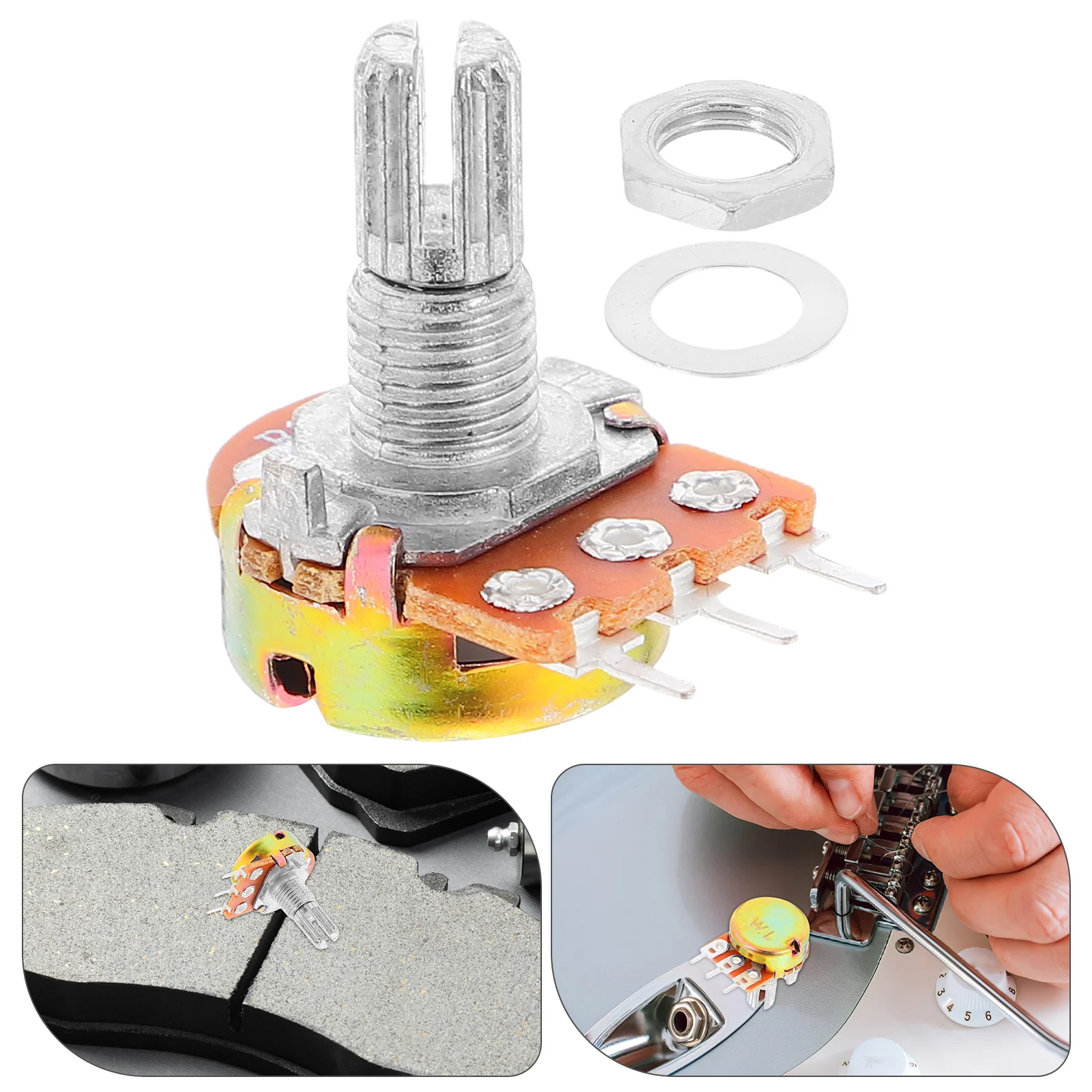 

10 Pcs Potentiometer Adjustable Resistor Audio Taper Single Breadboard Trim Iron Volume Pots Electric Guitar Electronics