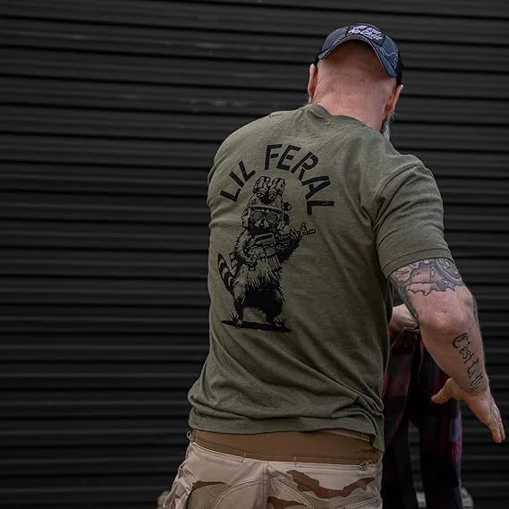 Herren-Grafik-T-Shirt – Lil Feral Raccoon – Athletic Fit Y2k Gym Tee Husband Neuheitsgeschenk Humor Lustige Fitness Streetwear-Kleidung – Detail 8