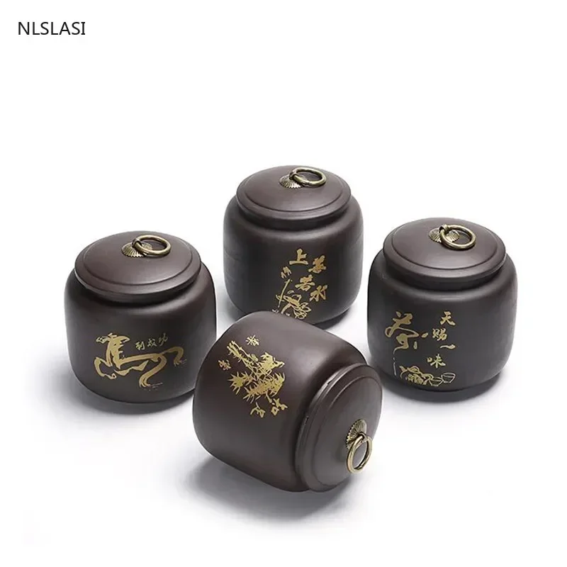 Chinese Purple Clay Tea Jar oolong Tieguanyin containers travel tea bag storage box Portable Sealed tea caddy Coffee Canister