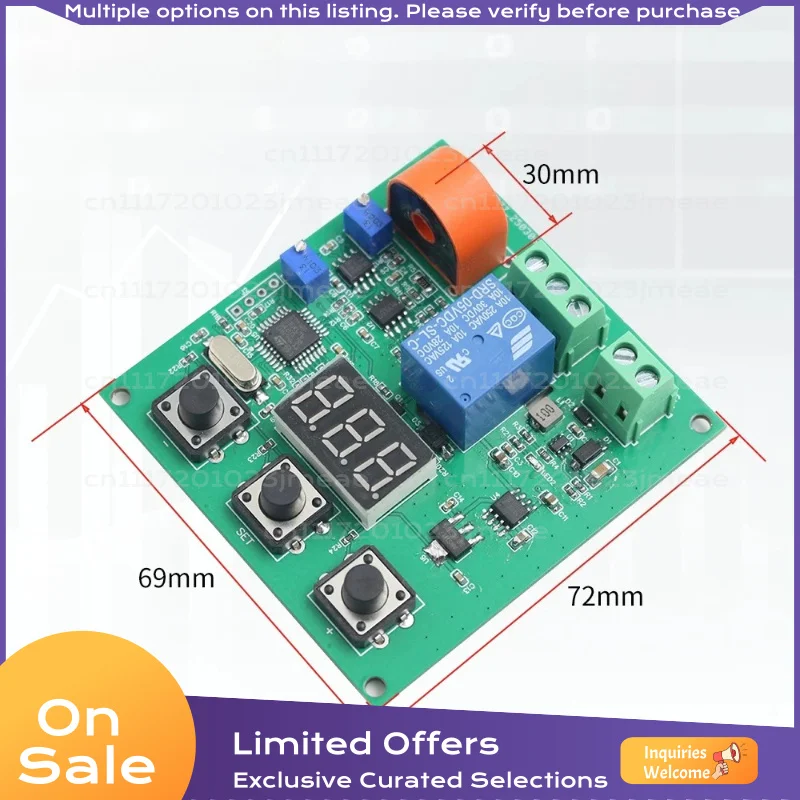 AC Current Detection Module with Relay Output Upper Lower Limit Alarm Protection Sensor 100mA 5A 10A 20A