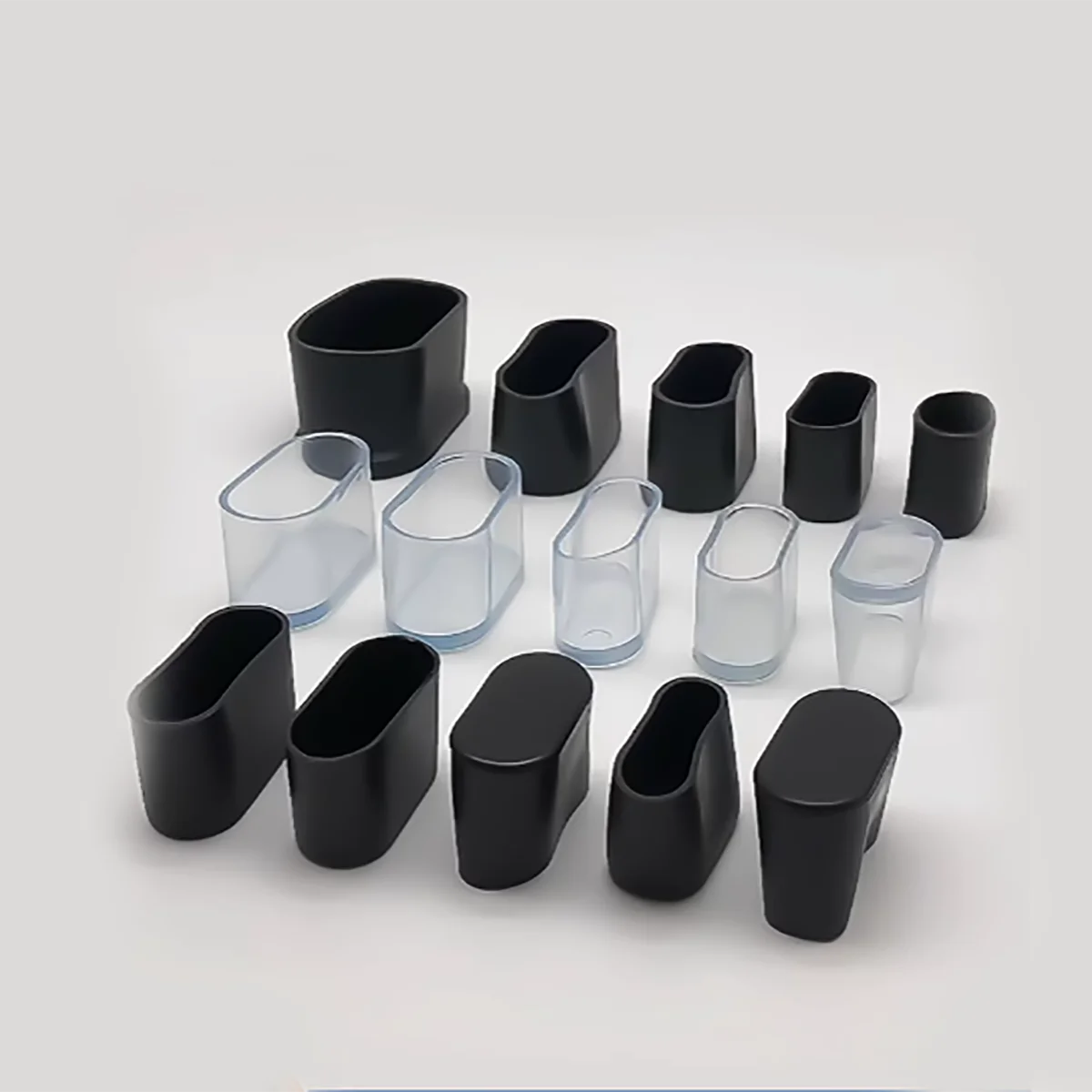 Clear Black PVC Soft Rubber Pipe Sleeve Oval Caps Protection Dust Seals End Covers 15x30mm 16x34mm 20x30mm - 30x60mm