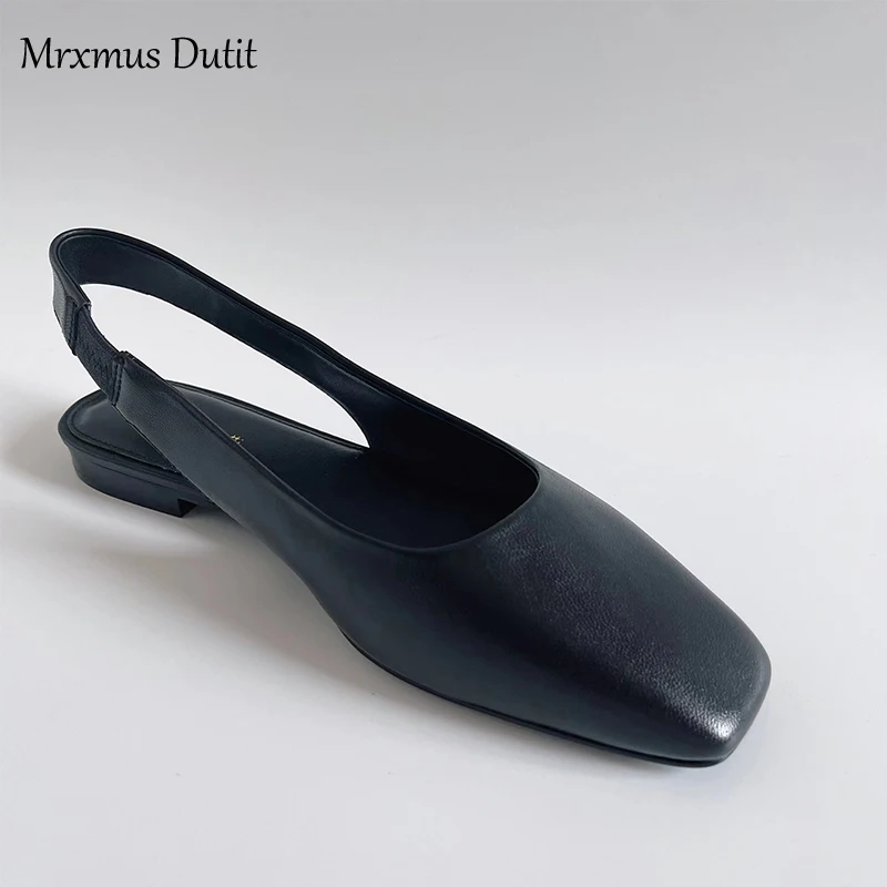 Mrxmus Dutit 2023 New Spring Summer Women Fashion Genuine Leather Flat Sandals Shoes Simple Elegant Casual Roman Shoes Female