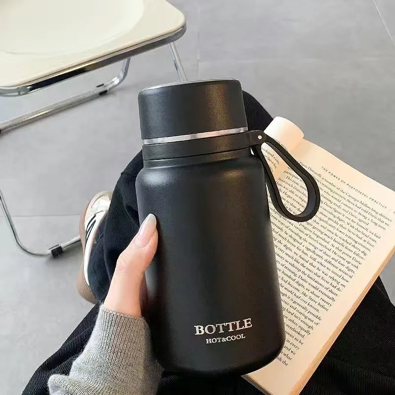 650ml Portable Vacuum Flasks Thermoses Simple Design Large Capacity Thermos Cup Tea Water Separation Dual Drinking Mode