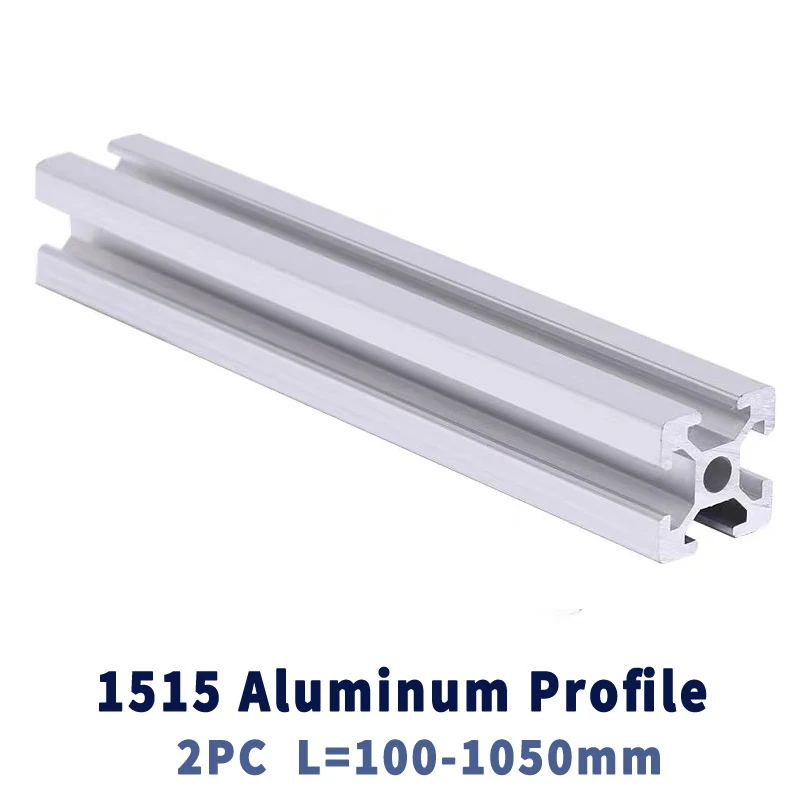 2PCS 1515 Aluminum Profiles European Standard Anodized Extrusion 100mm-550mm Length  for CNC 3D Printer Frames