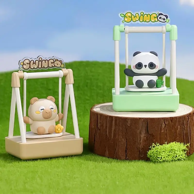 Swing Animals Cute Cartoon Panda Capybara Sculpture Kids Interactive Toy Swing Animal Toy Collectible Toys Table Centerpiece for