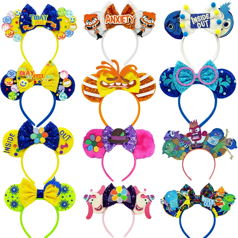 Inside Out Ears Headband Girls Disney Riley Hairband Kids Emotional Villain Joy Hair Band Women Carnival Cosplay Headwear Gifts