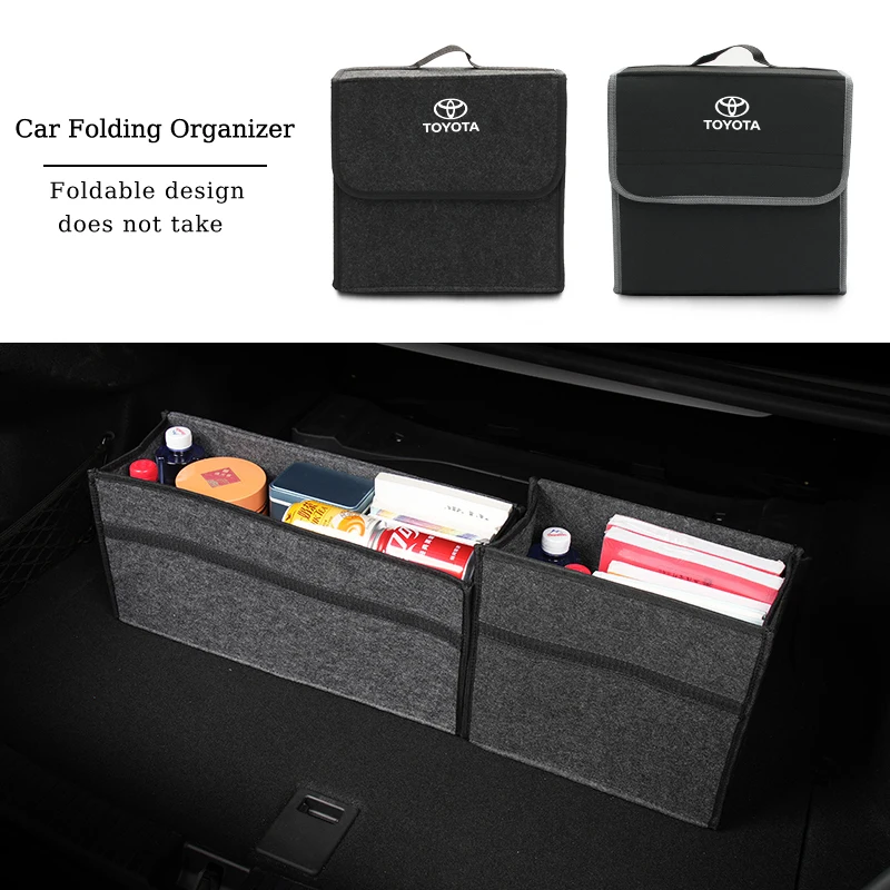 Car Logo Trunk Storage Box Large Capacity Tool Organiser Bag Accessories For Toyota Corolla Yaris Aygo GT86 Prius RAV  Camry CHR