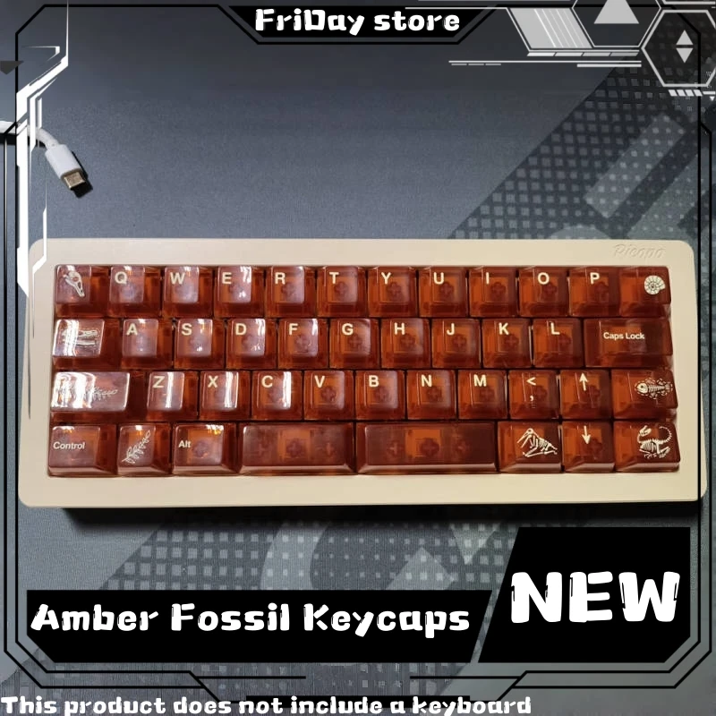 Fbb Original Keycap Fossil Amber Fossil Mixed Color Sublimation Pbt Semi Transparent Gaming Custom Mechanical Keyboard Keycap